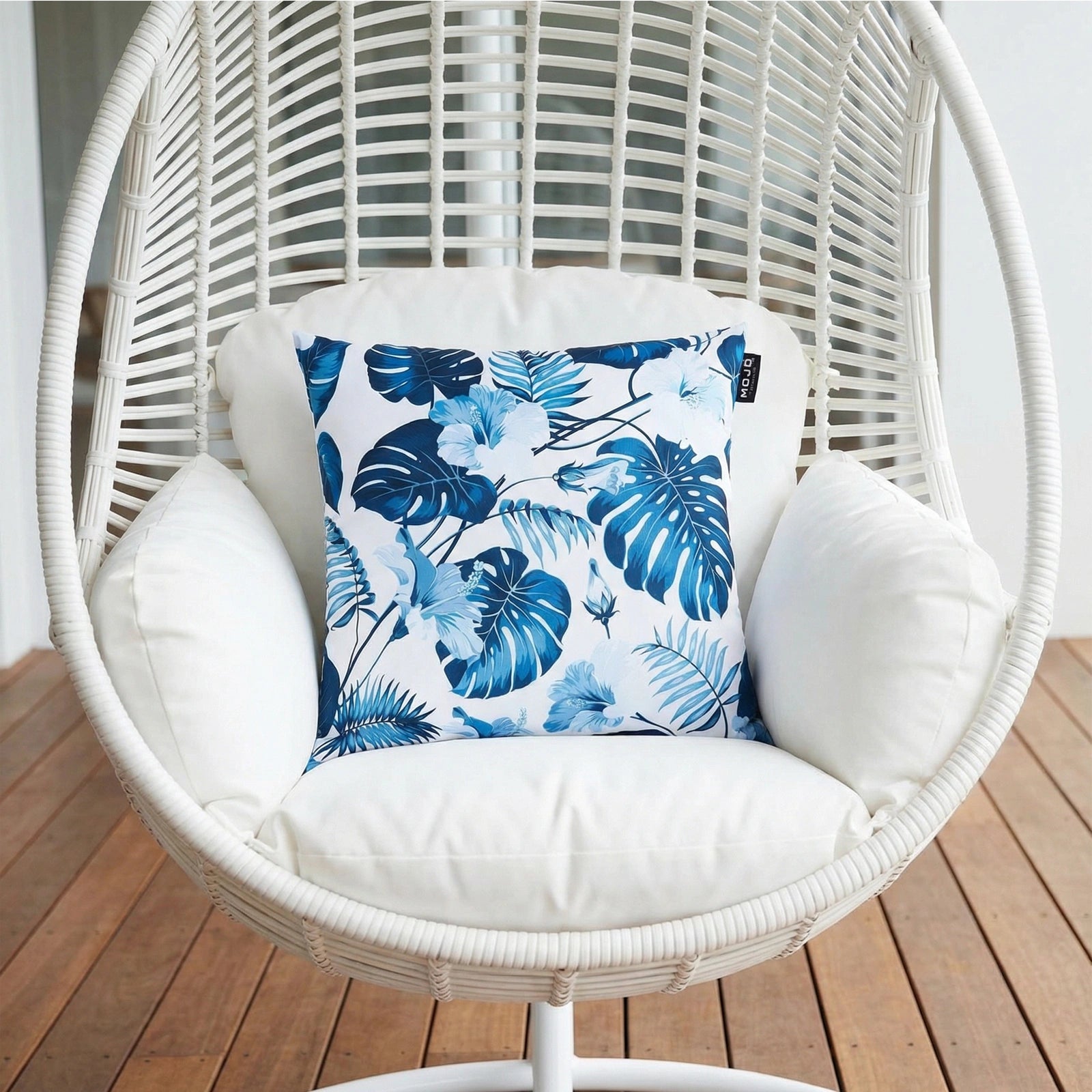 Mojo 45cm Blue Leaf Cushion Cover