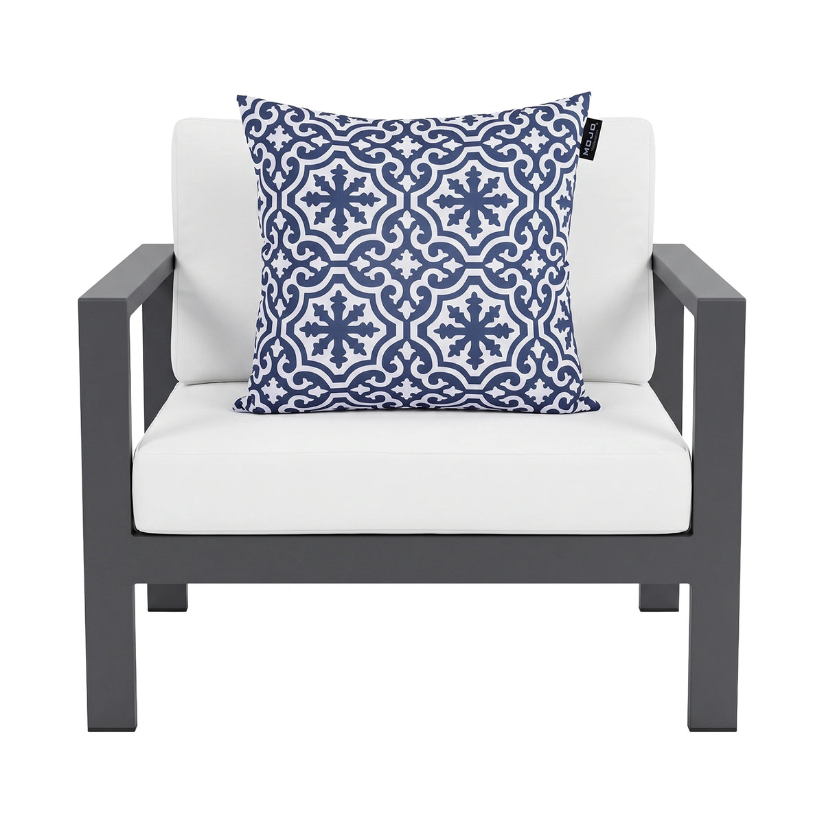 Mojo MJOC0212 45cm Blue Marrakesh Outdoor Cushion Cover – bold blue Moroccan geometric print cushion cover