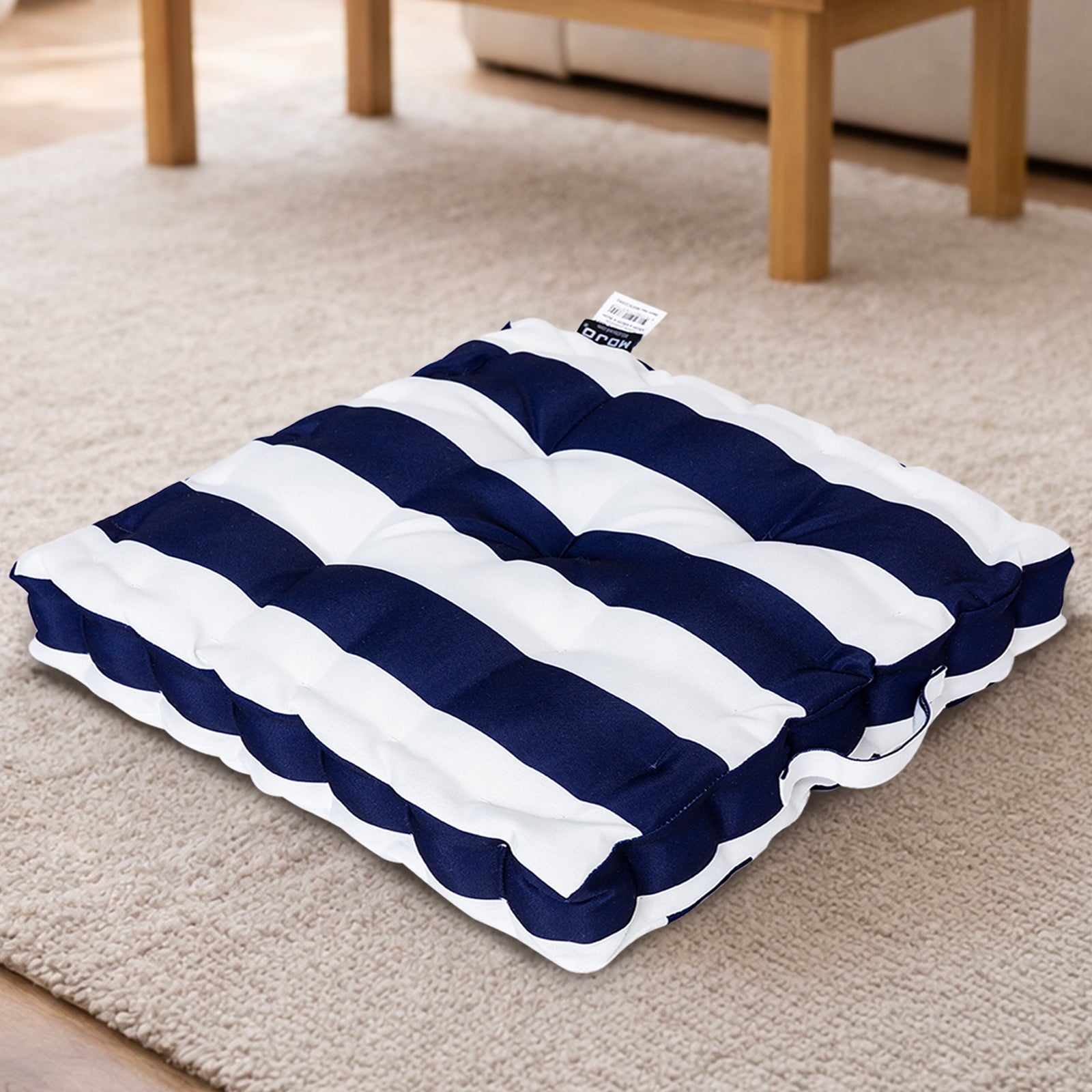 Mojo 45cm Navy & White Cabana Stripe Outdoor Floor Cushion