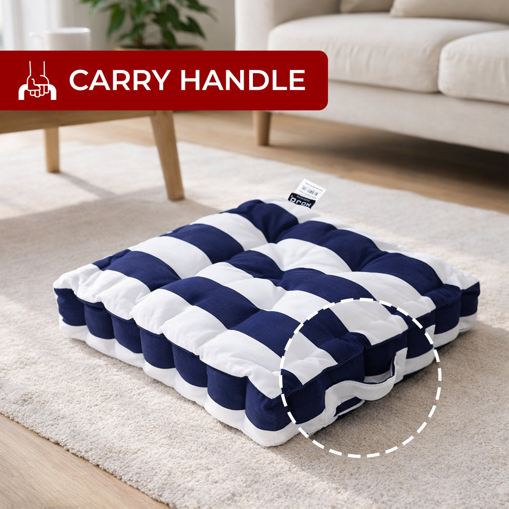 Mojo 45cm Navy & White Cabana Stripe Outdoor Floor Cushion