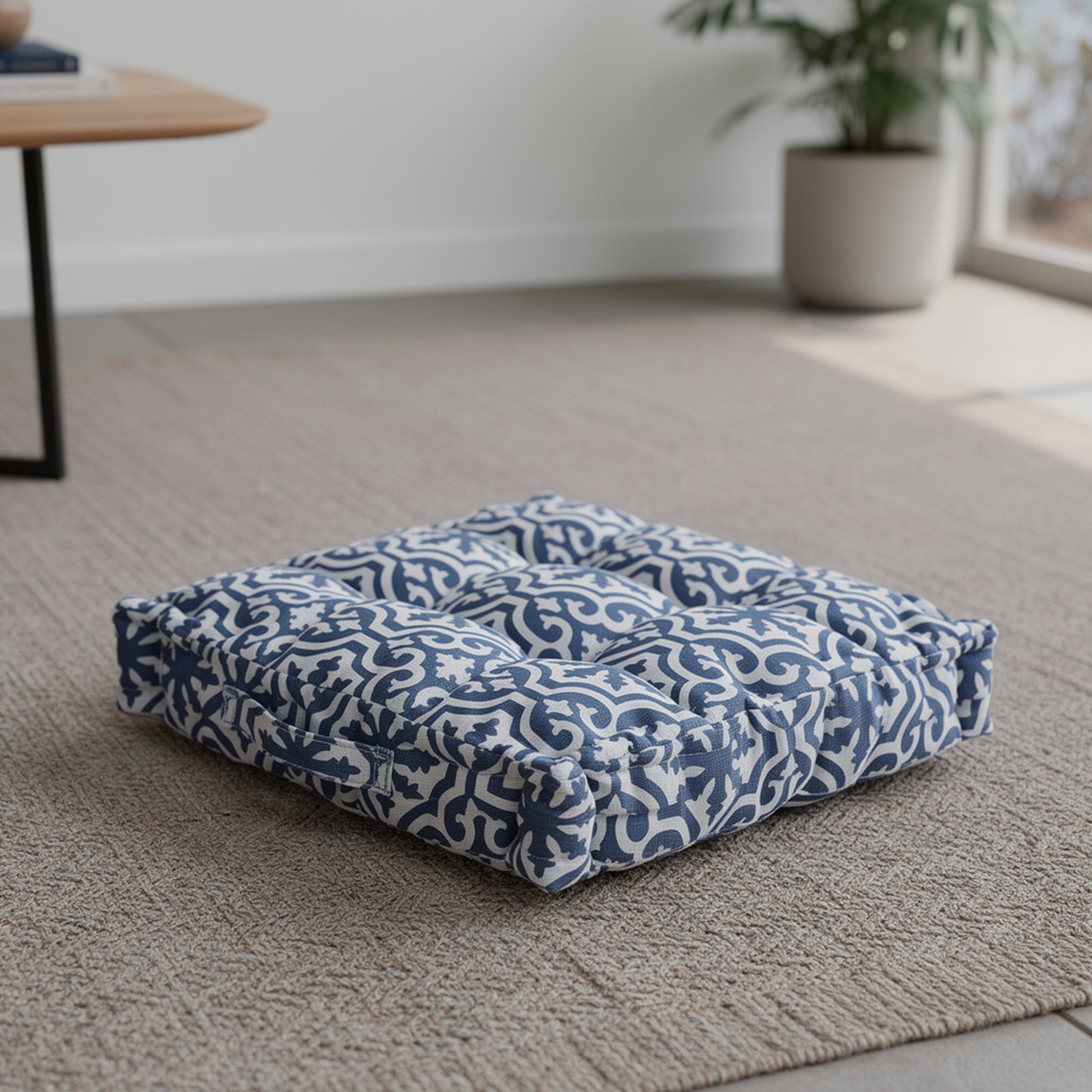 Mojo 45cm Blue & White Marrakesh Square Floor Cushion