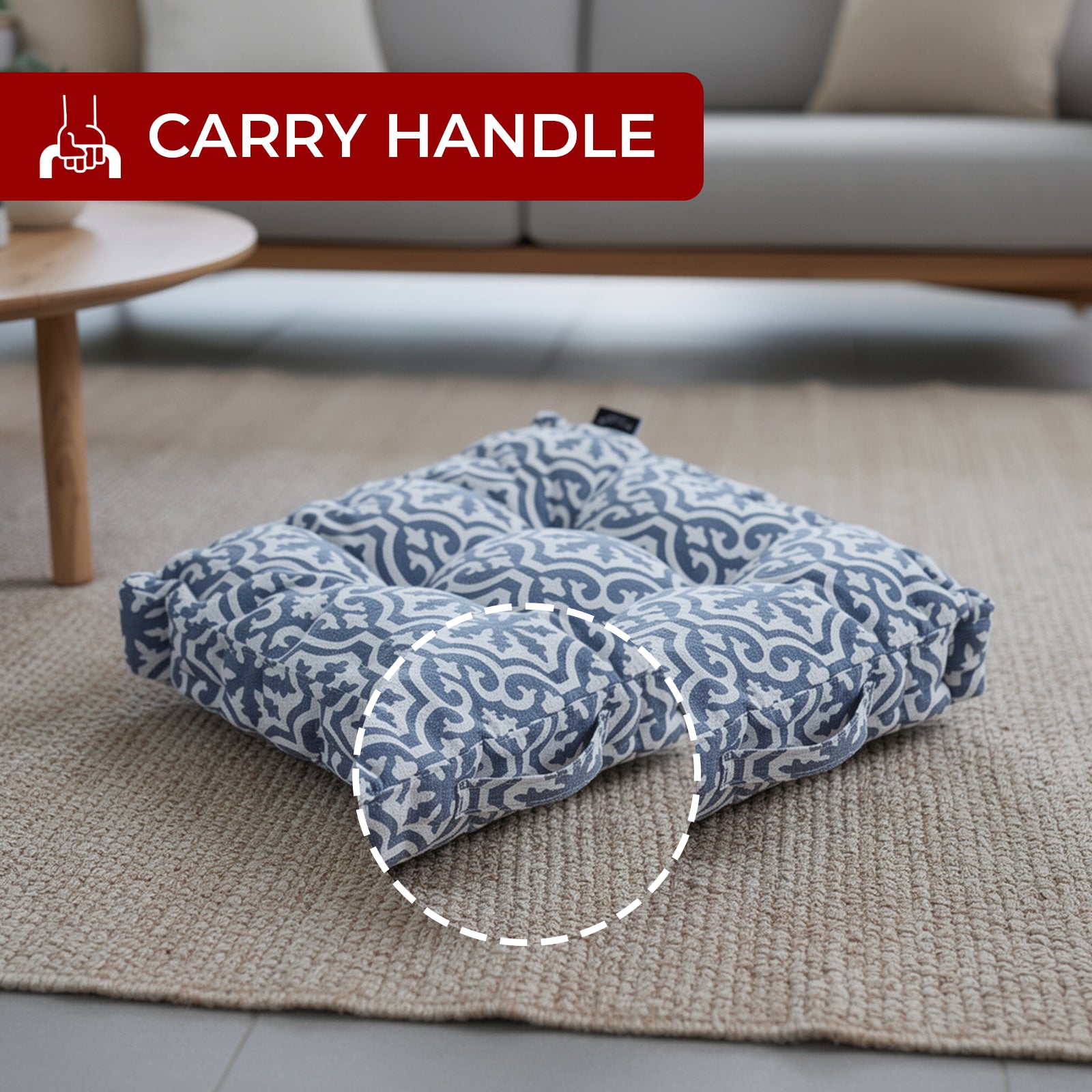 Mojo 45cm Blue & White Marrakesh Square Floor Cushion