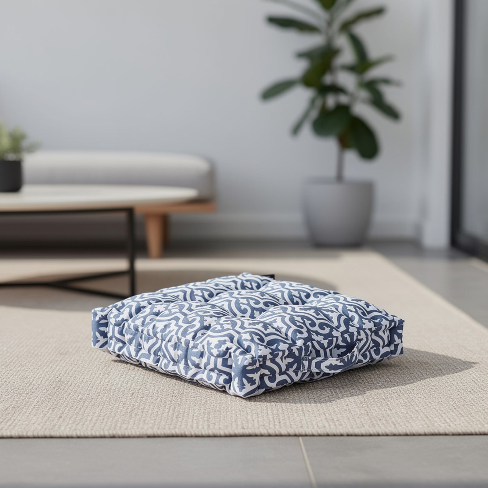 Mojo 45cm Blue & White Marrakesh Square Floor Cushion