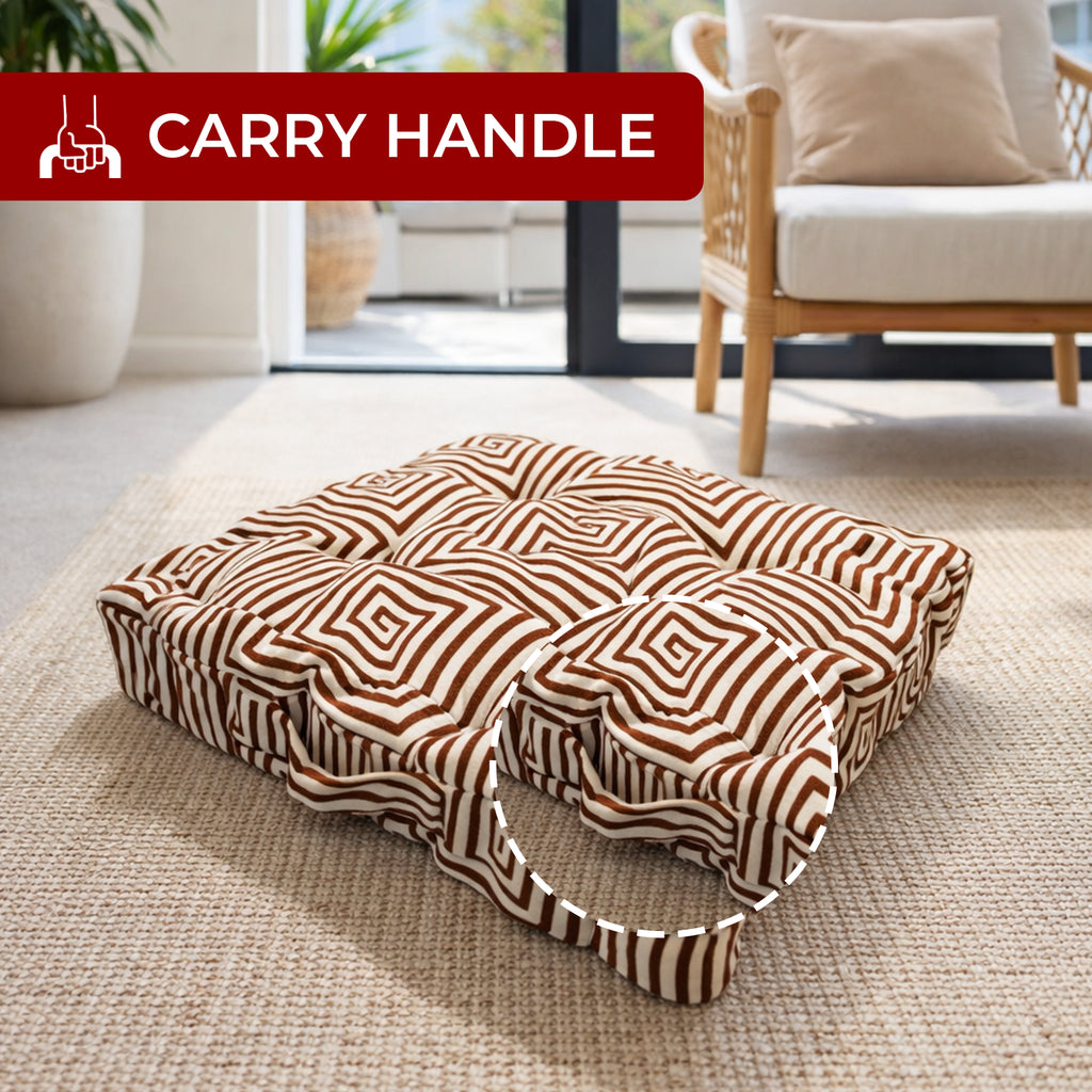 Mojo 45cm Brown & White Warlu Terracotta Outdoor Floor Cushion