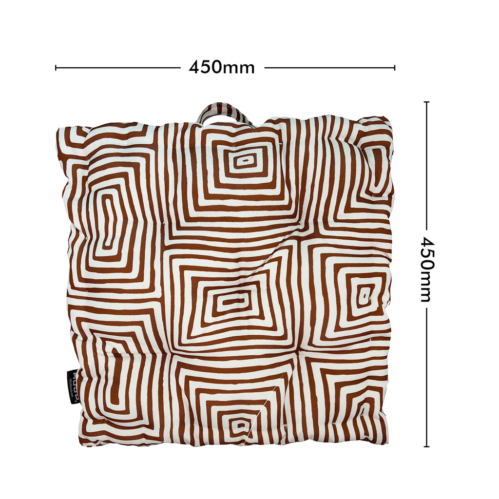 Mojo 45cm Brown & White Warlu Terracotta Outdoor Floor Cushion