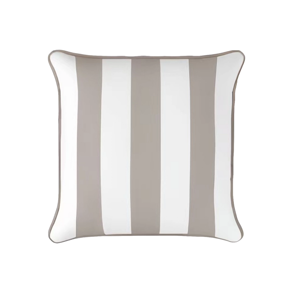 Mojo MJOC0366 45cm Cabana Stripe Grey Cushion Cover with Pipe – piped grey stripe outdoor cushion cover for garden furniture
