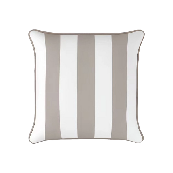 Mojo MJOC0366 45cm Cabana Stripe Grey Cushion Cover with Pipe – piped grey stripe outdoor cushion cover for garden furniture