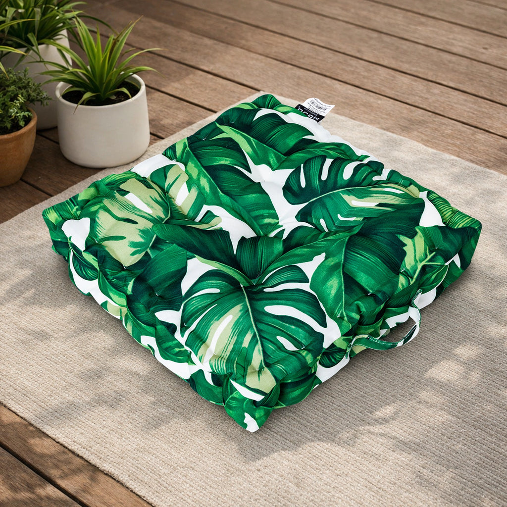 Mojo 45cm Green & White Foliage Square Floor Cushion