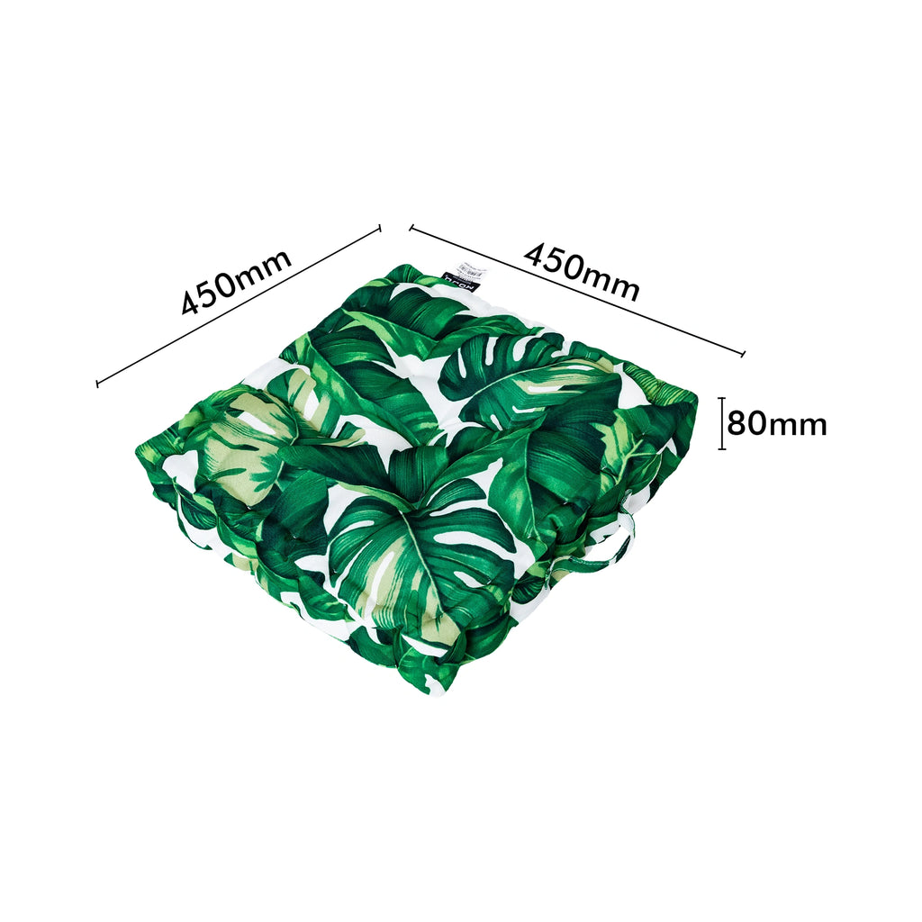 Mojo 45cm Green & White Foliage Square Floor Cushion