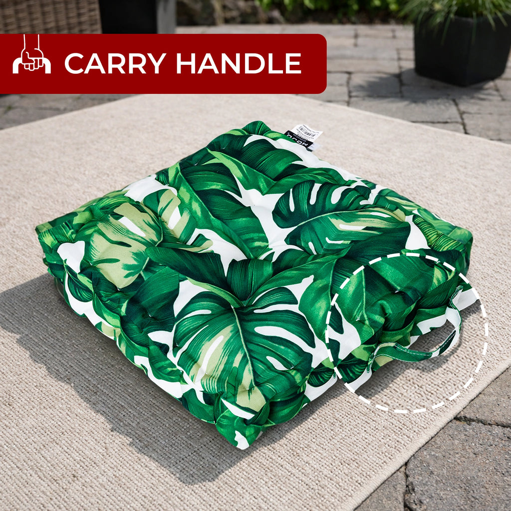 Mojo 45cm Green & White Foliage Square Floor Cushion