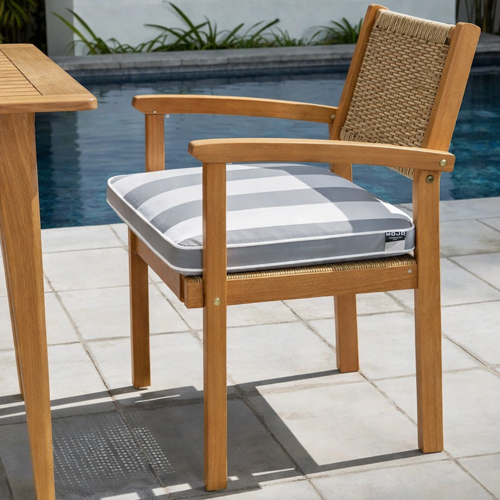 Mojo 45cm Grey Cabana Stripe Outdoor Chair Cushion