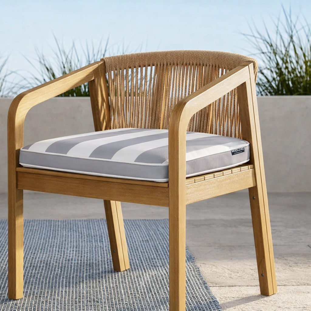 Mojo 45cm Grey Cabana Stripe Outdoor Chair Cushion