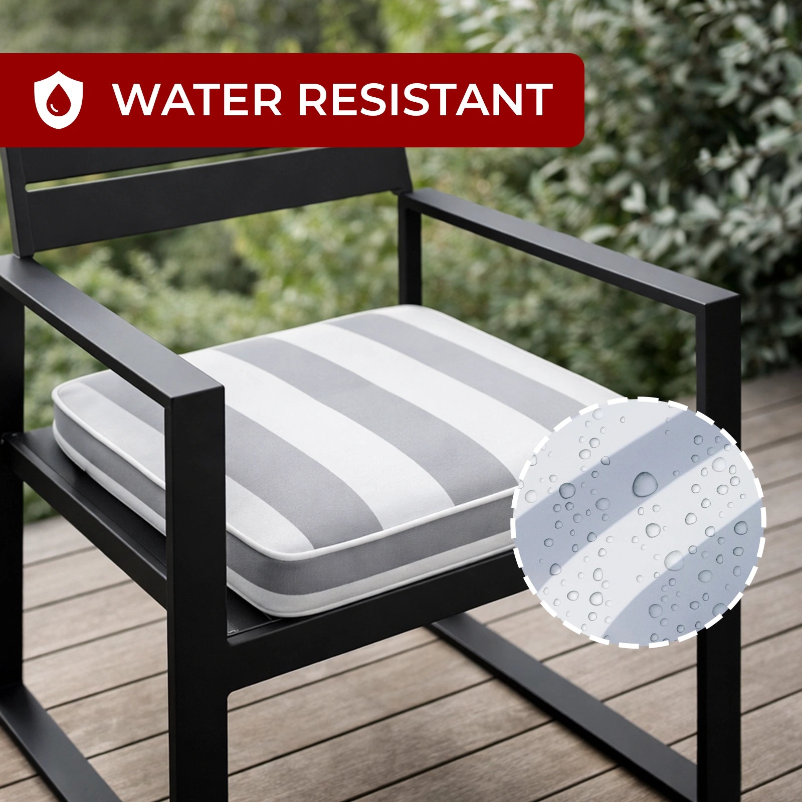 Mojo 45cm Grey Cabana Stripe Outdoor Chair Cushion
