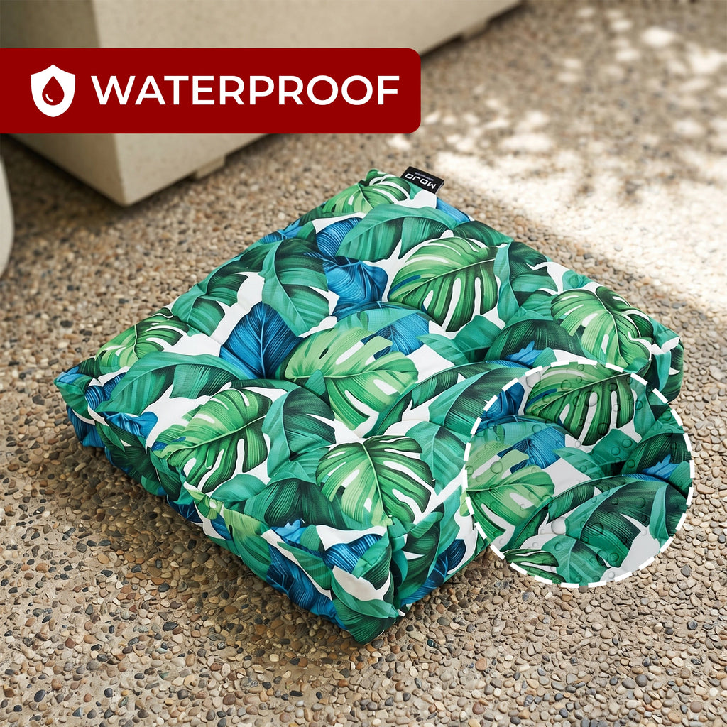 Mojo 45cm Green and White Leaf Square Floor Cushion