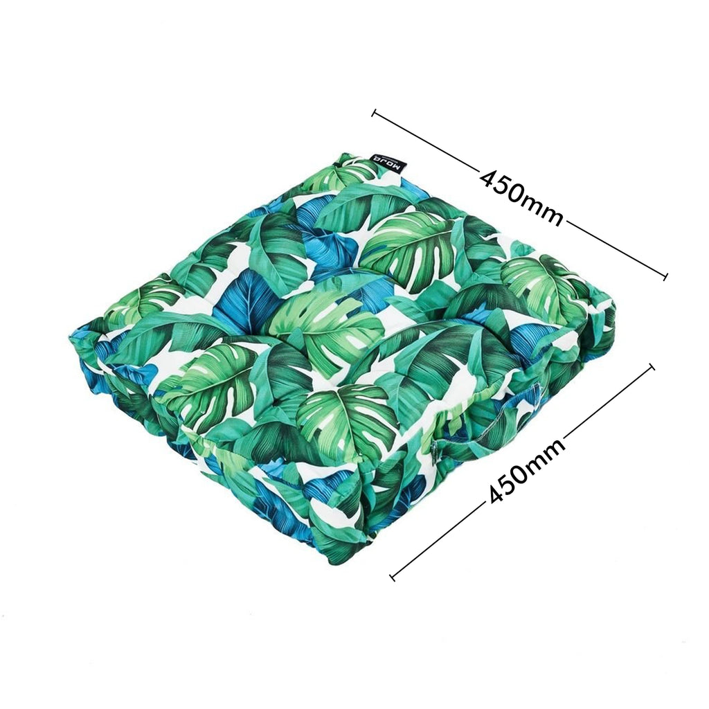 Mojo 45cm Green and White Leaf Square Floor Cushion