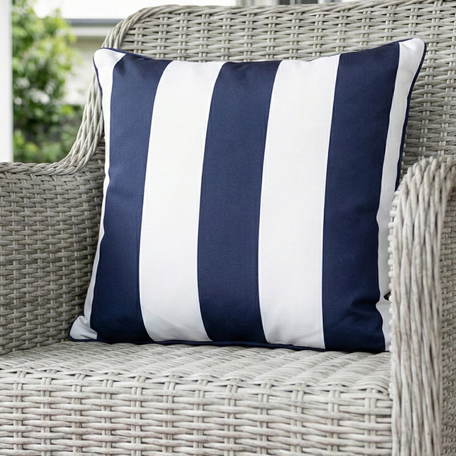 Mojo 45cm Navy Cabana Stripe Outdoor Throw Cushion