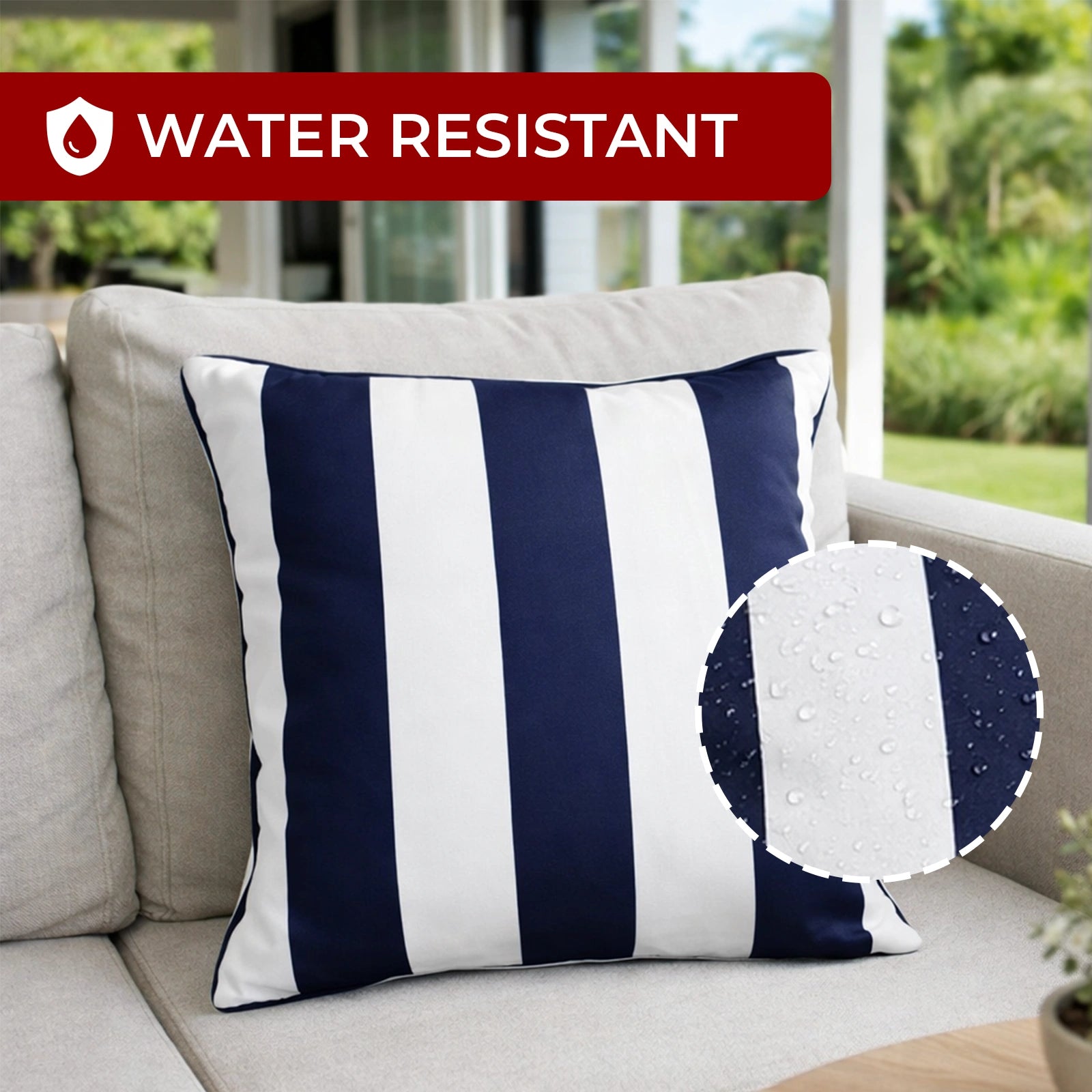 Mojo 45cm Navy Cabana Stripe Outdoor Throw Cushion
