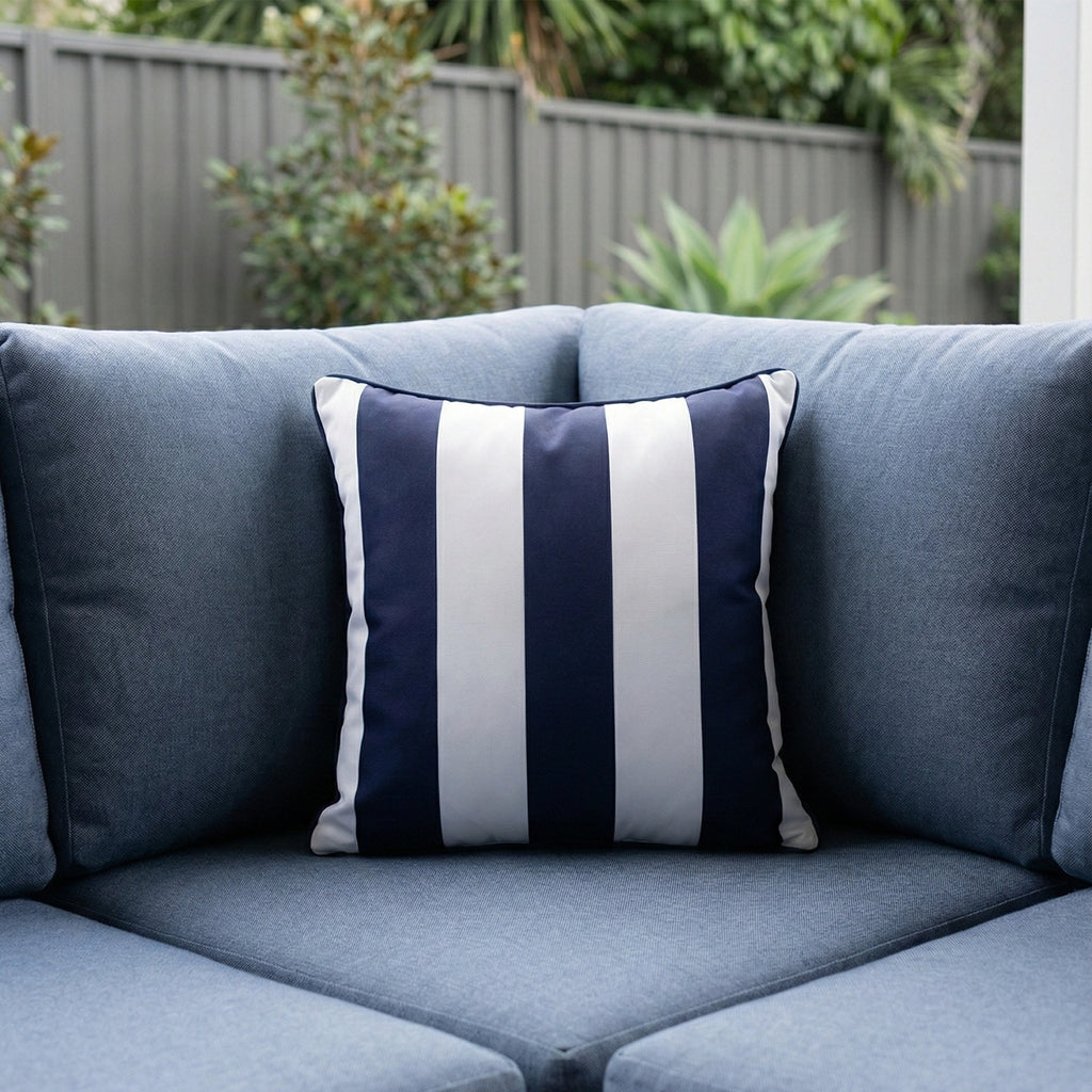 Mojo 45cm Navy Cabana Stripe Outdoor Throw Cushion
