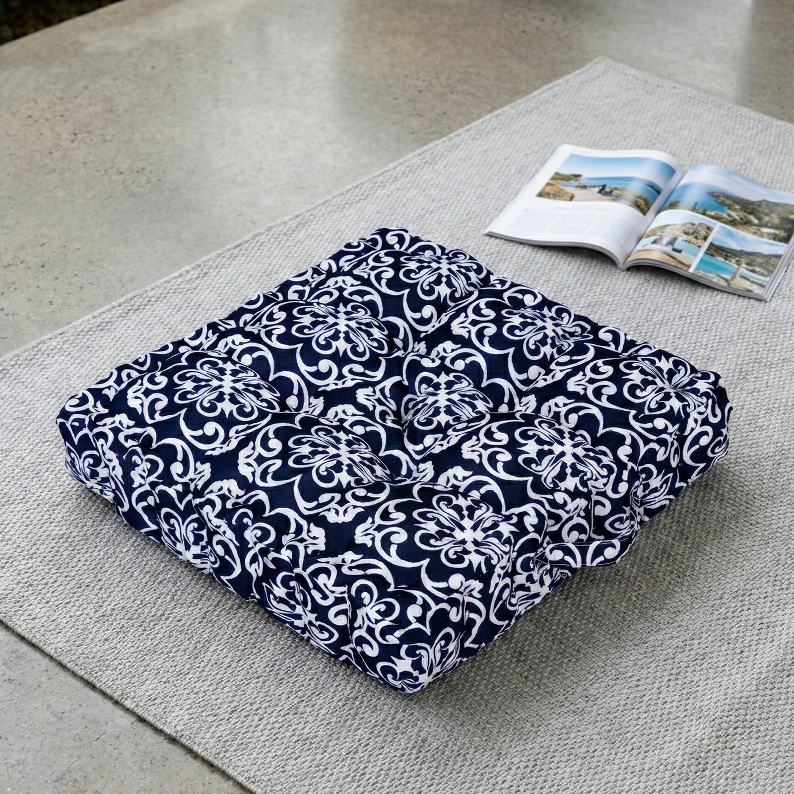 Mojo 45cm Navy Moroccan Outdoor Floor Cushion