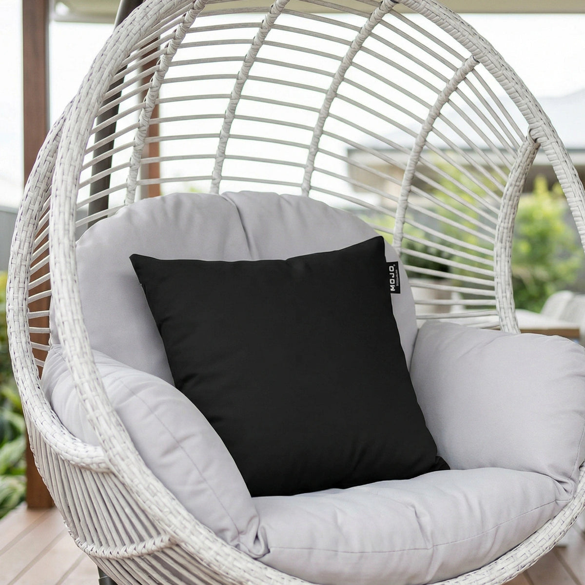 Mojo MJOC0228 45cm Solid Black Outdoor Cushion Cover – versatile plain black cushion cover for outdoor furniture styling