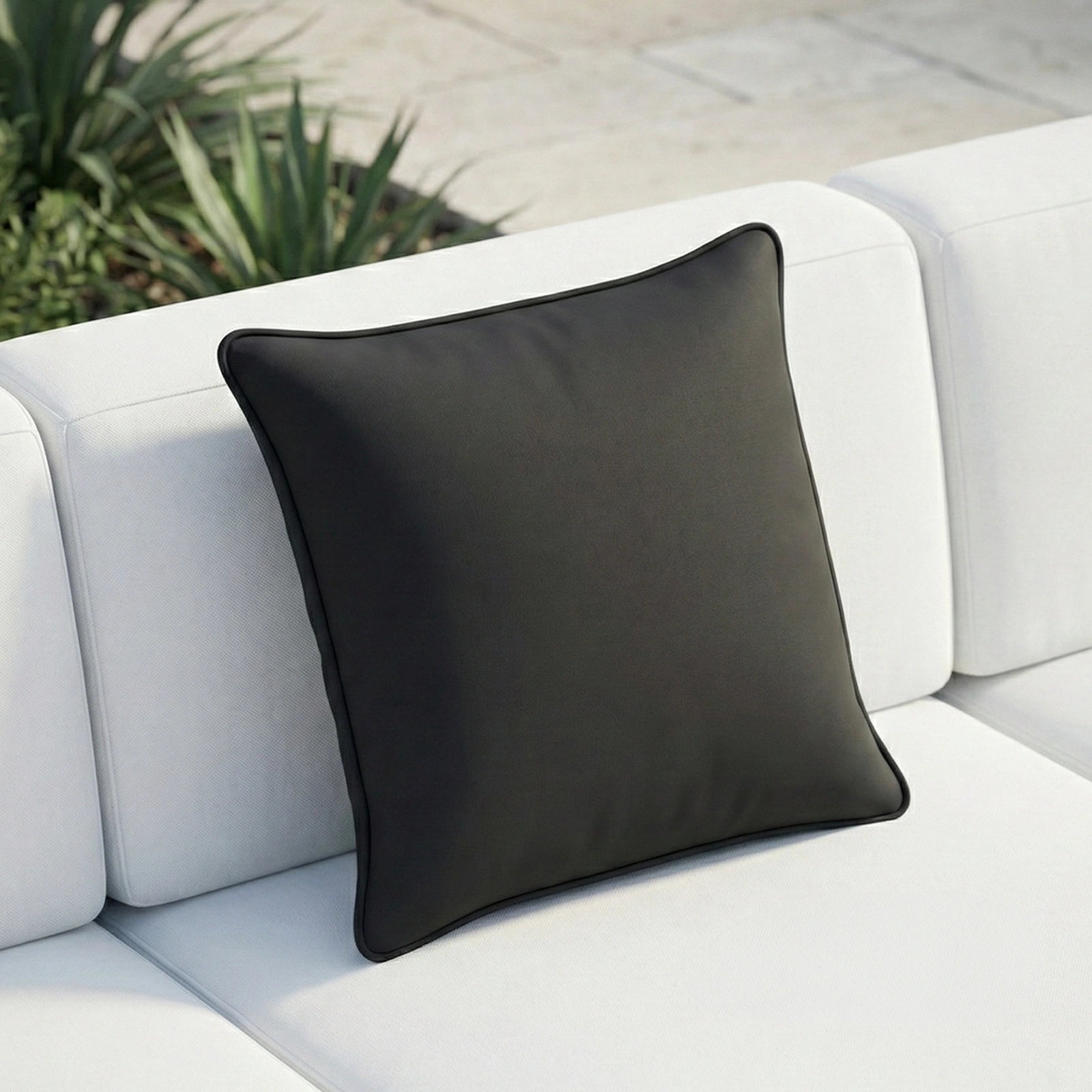 Mojo 45cm Solid Black Cushion Cover with Pipe