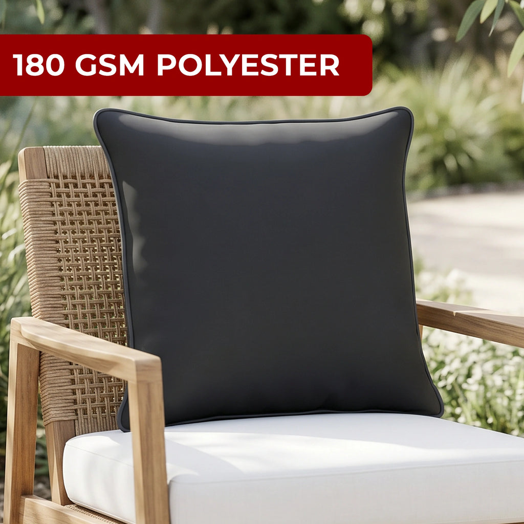 Mojo 45cm Solid Black Cushion Cover with Pipe