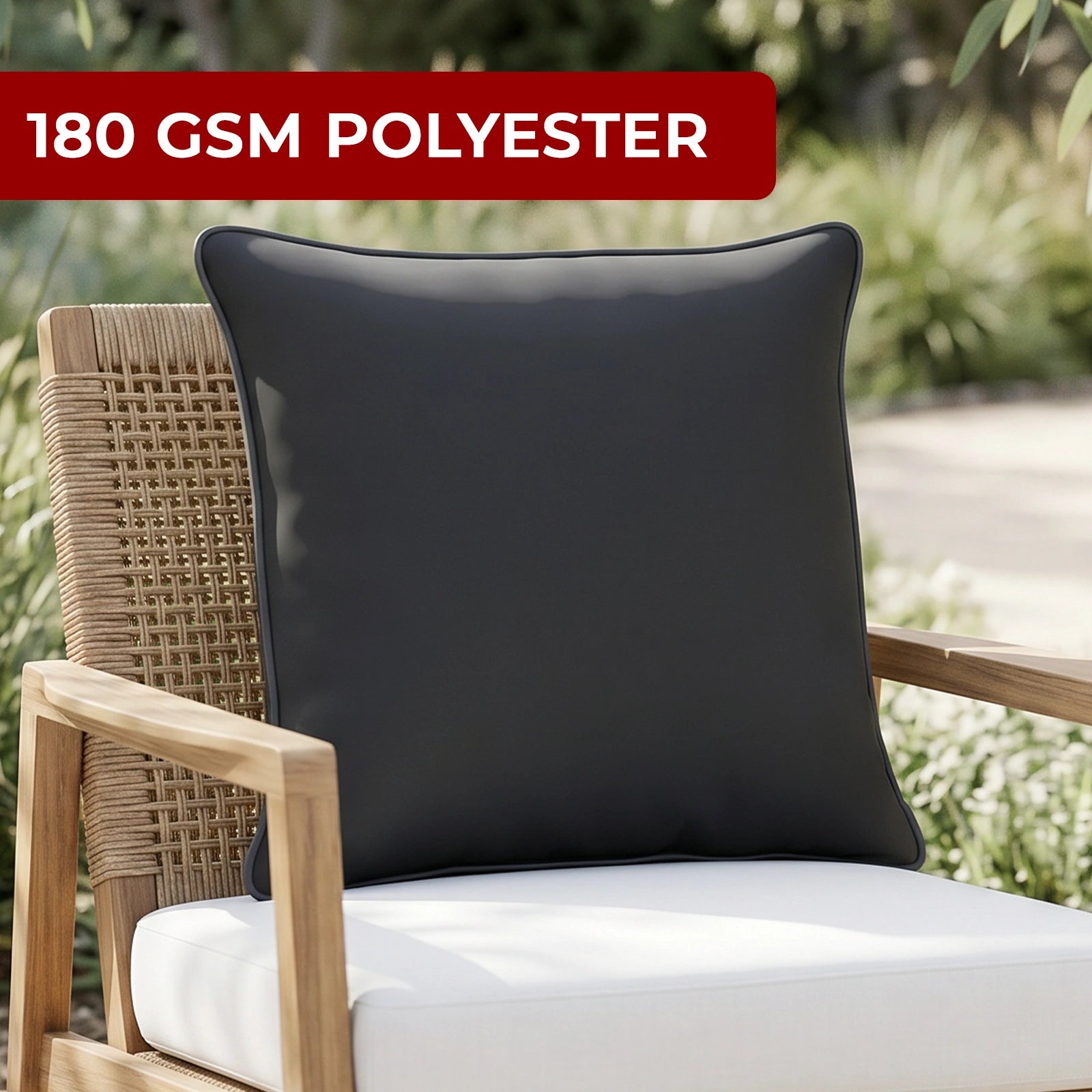Mojo 45cm Solid Black Cushion Cover with Pipe