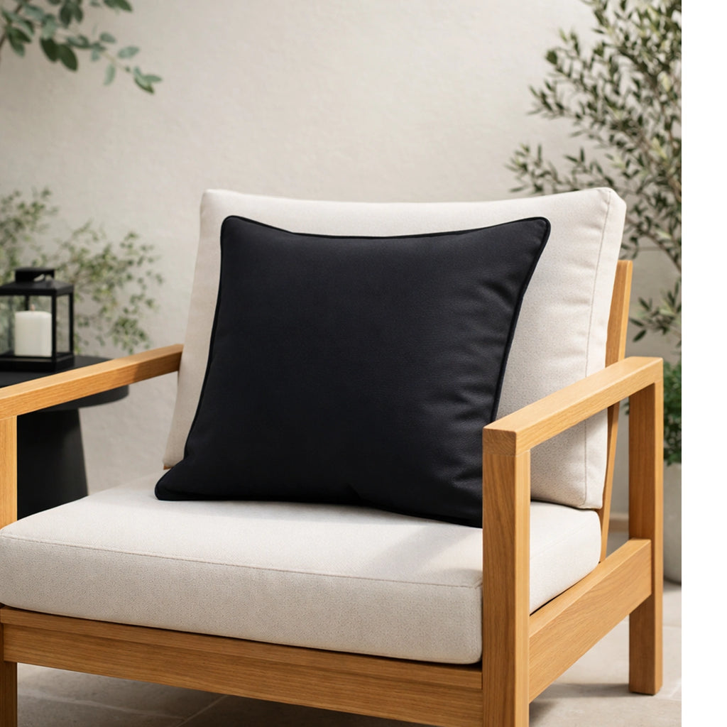 Mojo 45cm Solid Black Cushion Cover with Pipe