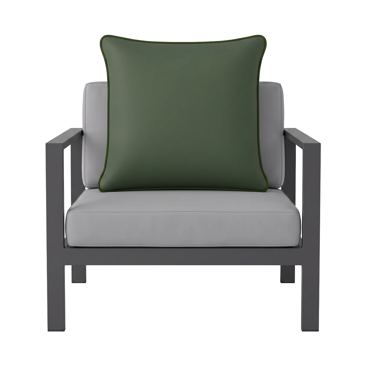 Mojo MJOC0375 45cm Solid Green Cushion Cover with Pipe – vibrant piped solid green outdoor cushion cover for patio decor