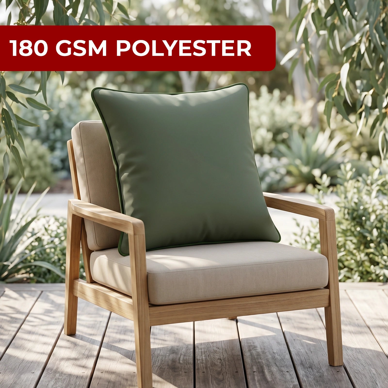 Mojo 45cm Solid Green Cushion Cover with Pipe