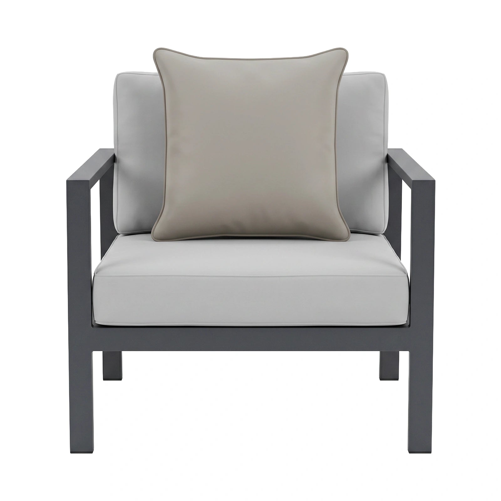 Mojo MJOC0377 45cm Solid Grey Cushion Cover with Pipe – neutral piped solid grey outdoor cushion cover for alfresco furniture