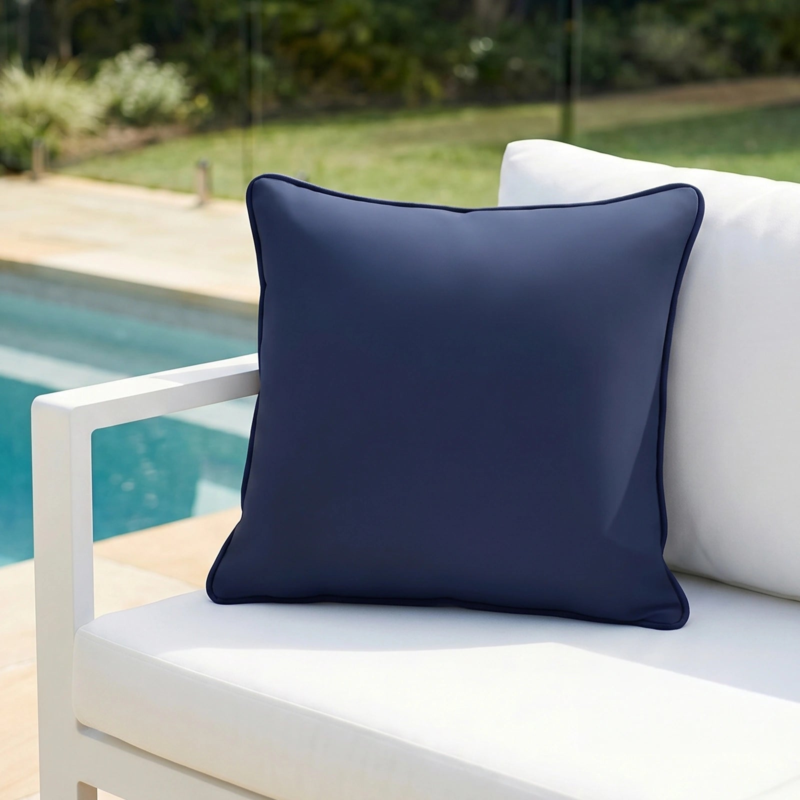 Mojo 45cm Solid Navy Cushion Cover with Pipe