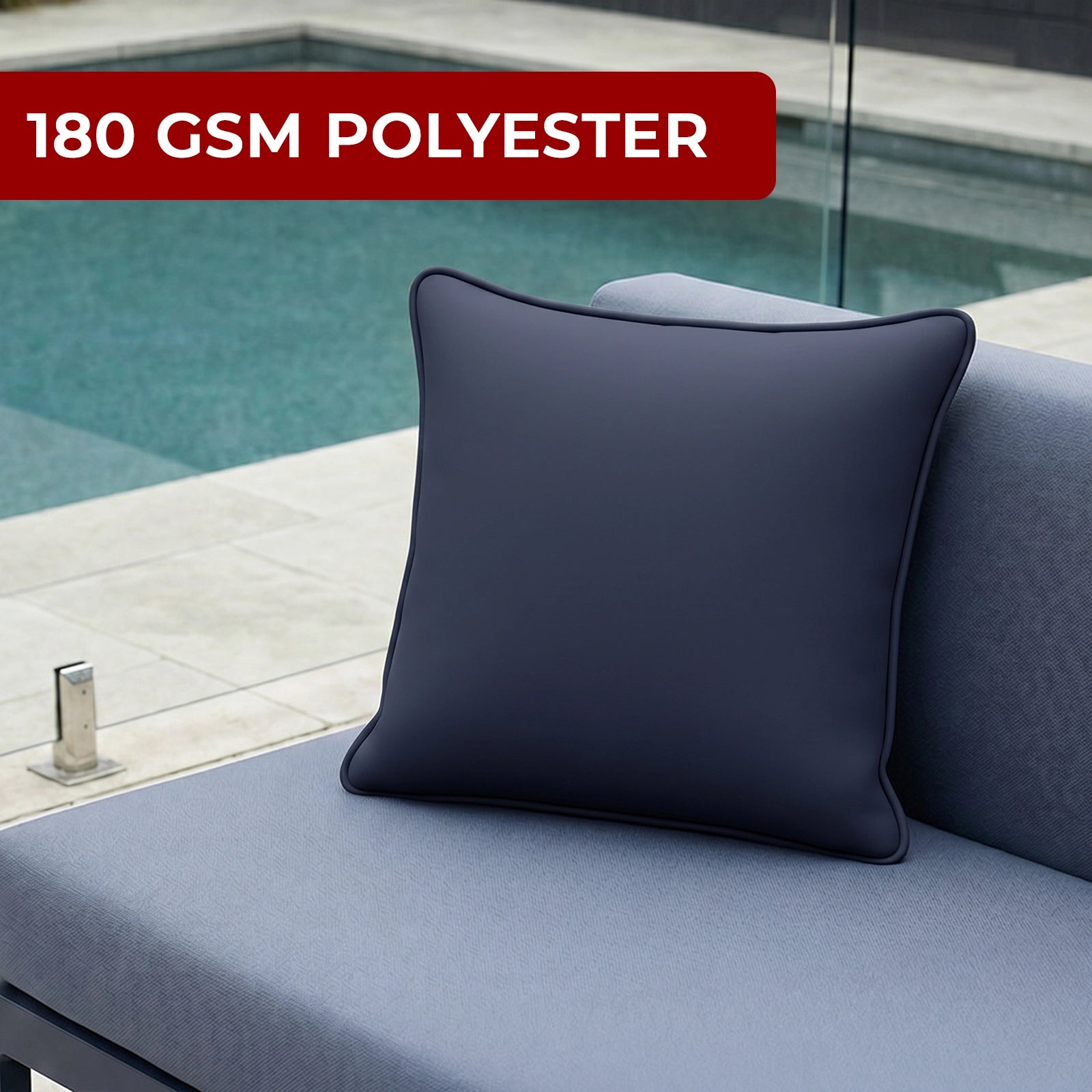 Mojo 45cm Solid Navy Cushion Cover with Pipe