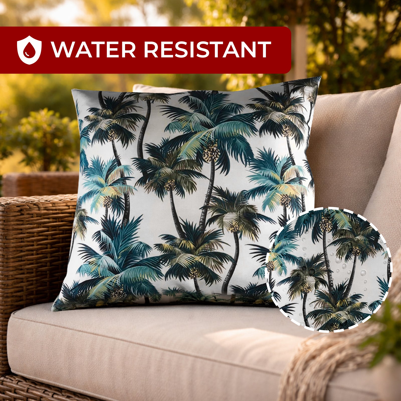 Mojo 45cm White L.A. Palm White Cushion Cover
