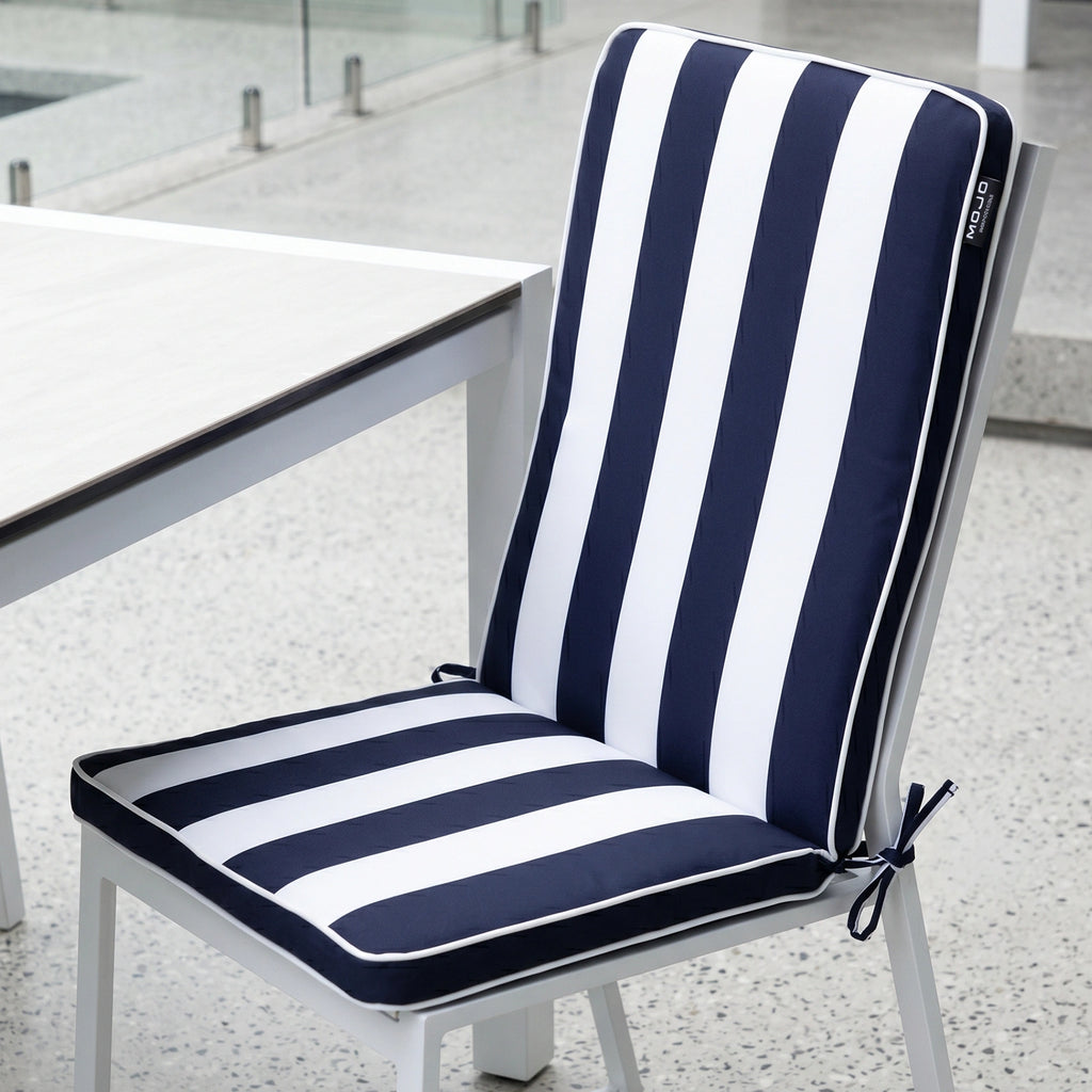 Mojo 46cm Blue & White Cabana Stripe Navy Outdoor Mid-Back Cushion