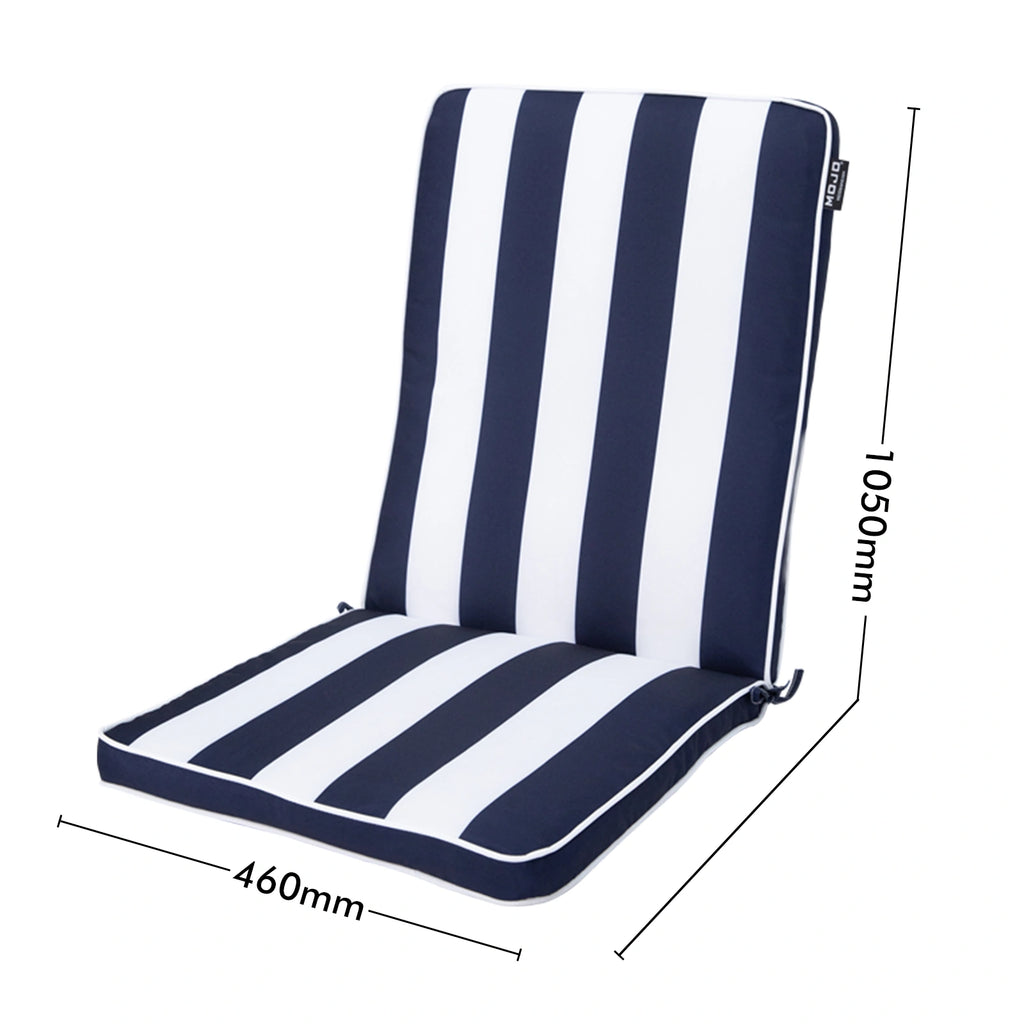 Mojo 46cm Blue & White Cabana Stripe Navy Outdoor Mid-Back Cushion