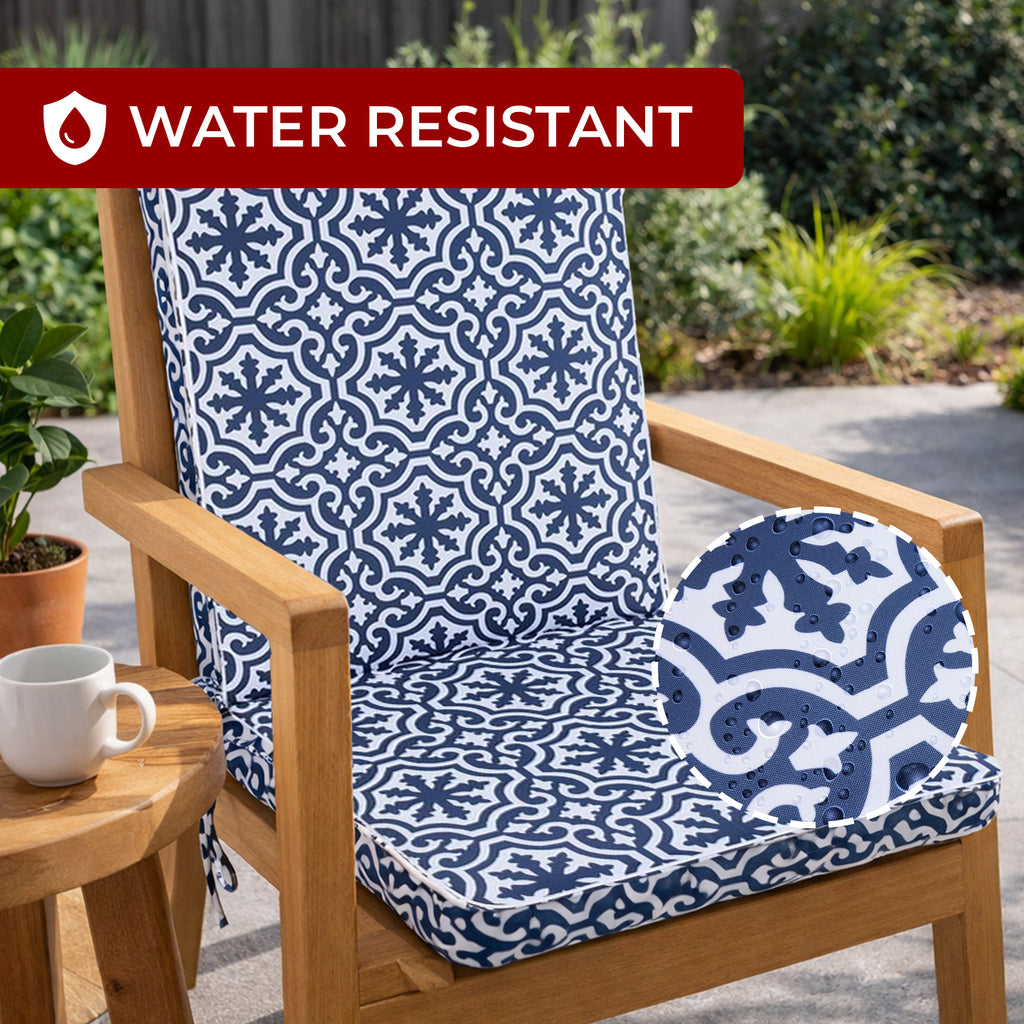 Mojo 46cm Blue & White Marrakesh Outdoor Mid-Back  Cushion