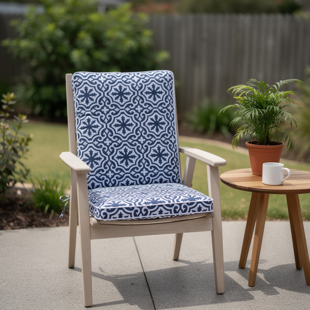 Mojo 46cm Blue & White Marrakesh Outdoor Mid-Back  Cushion