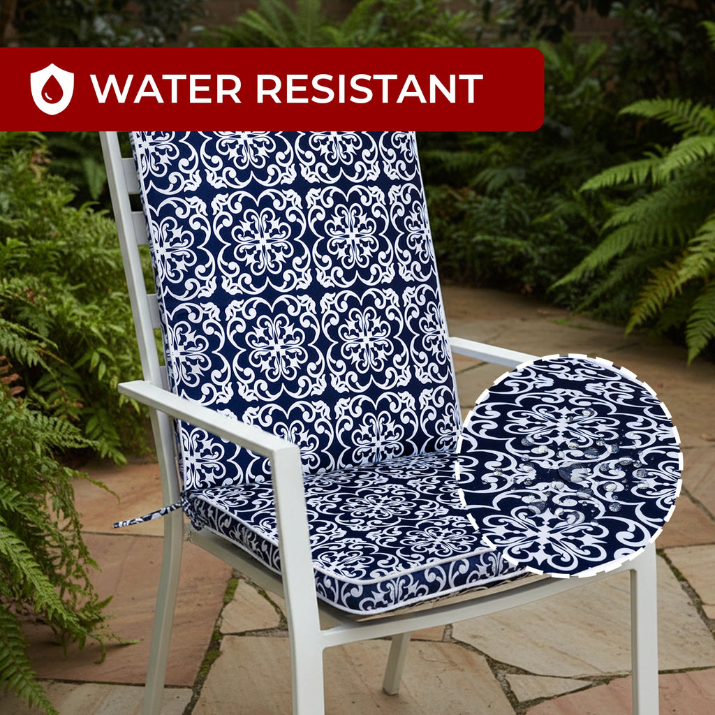 Mojo 46cm Navy & White Moroccan Outdoor Mid-Back Cushion