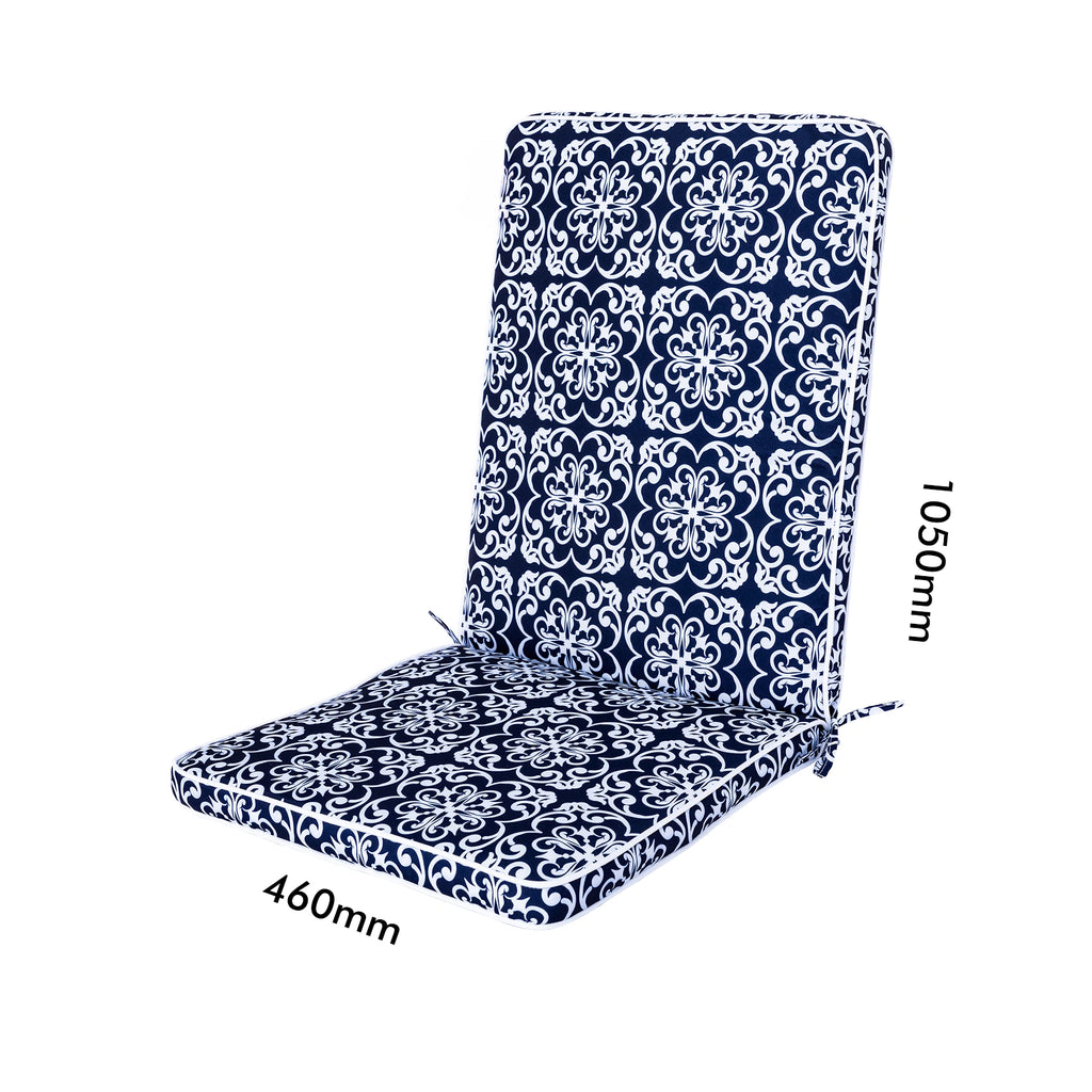 Mojo 46cm Navy & White Moroccan Outdoor Mid-Back Cushion