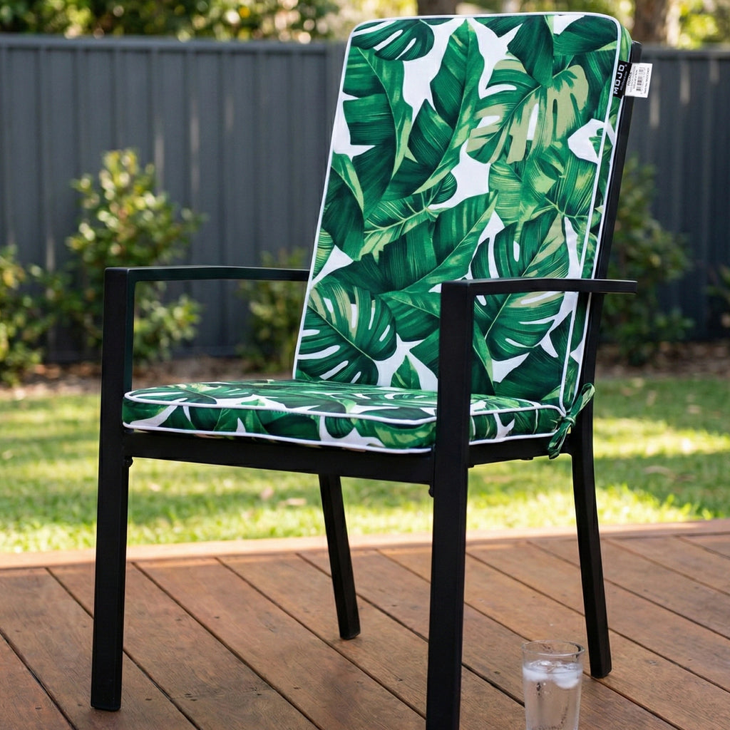 Mojo 46cm Green & White Foliage Outdoor Mid-Back  Cushion