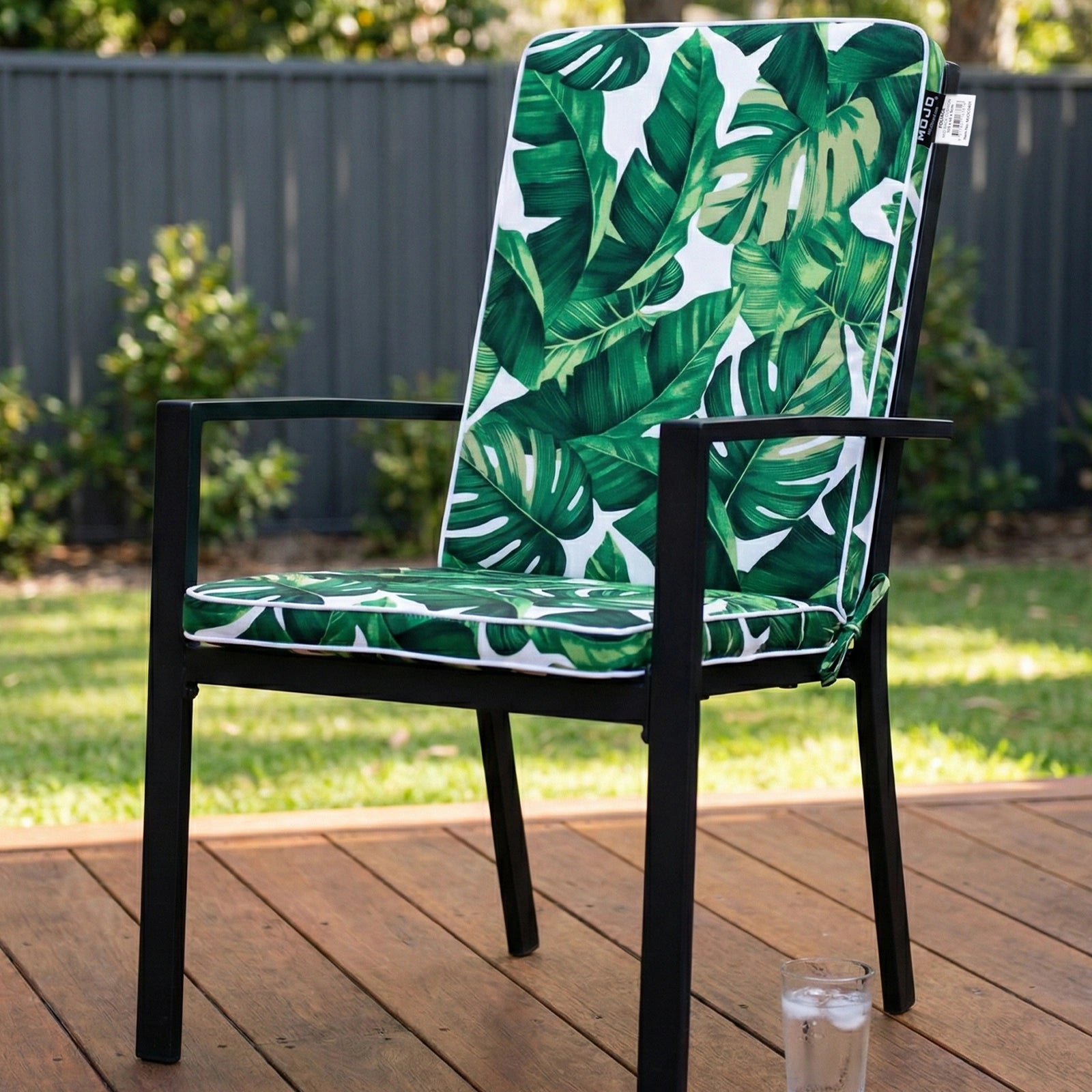 Mojo 46cm Green & White Foliage Outdoor Mid-Back  Cushion