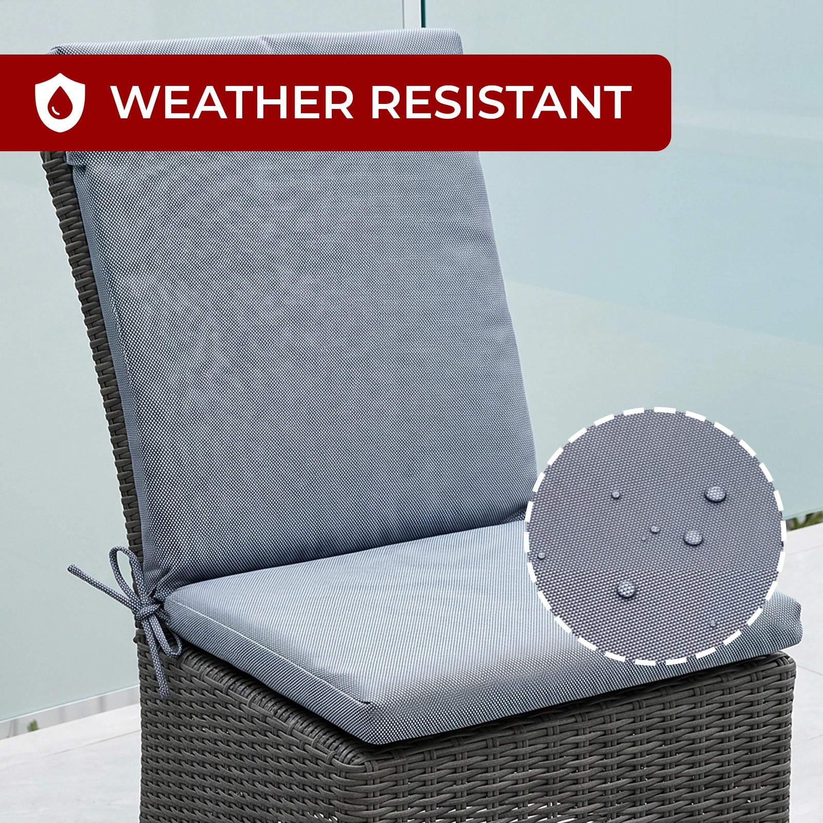 Mojo 46cm Grey Weathertex Outdoor Mid-Back  Cushion