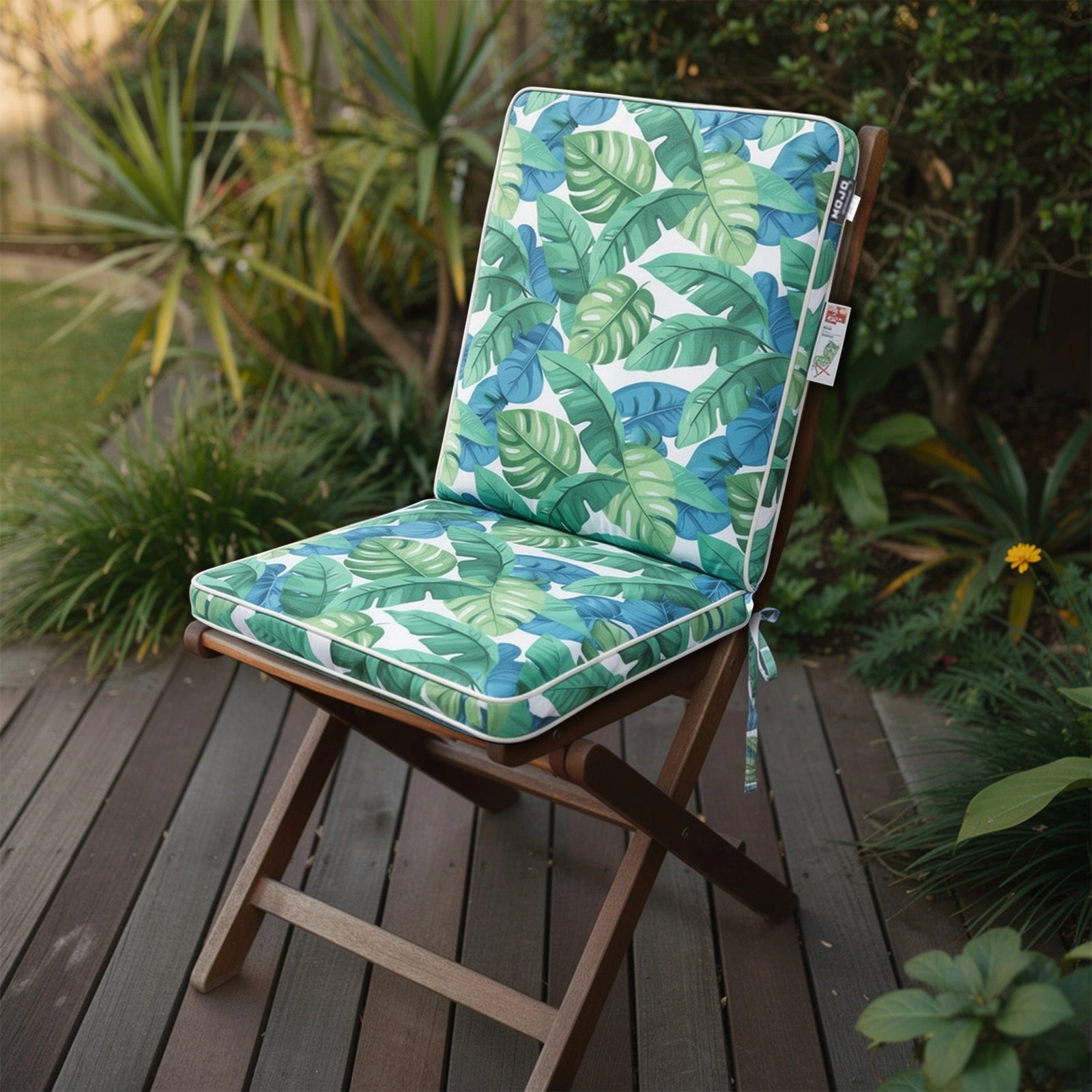 Mojo 46cm Green & White Leaf Outdoor Mid-Back  Cushion