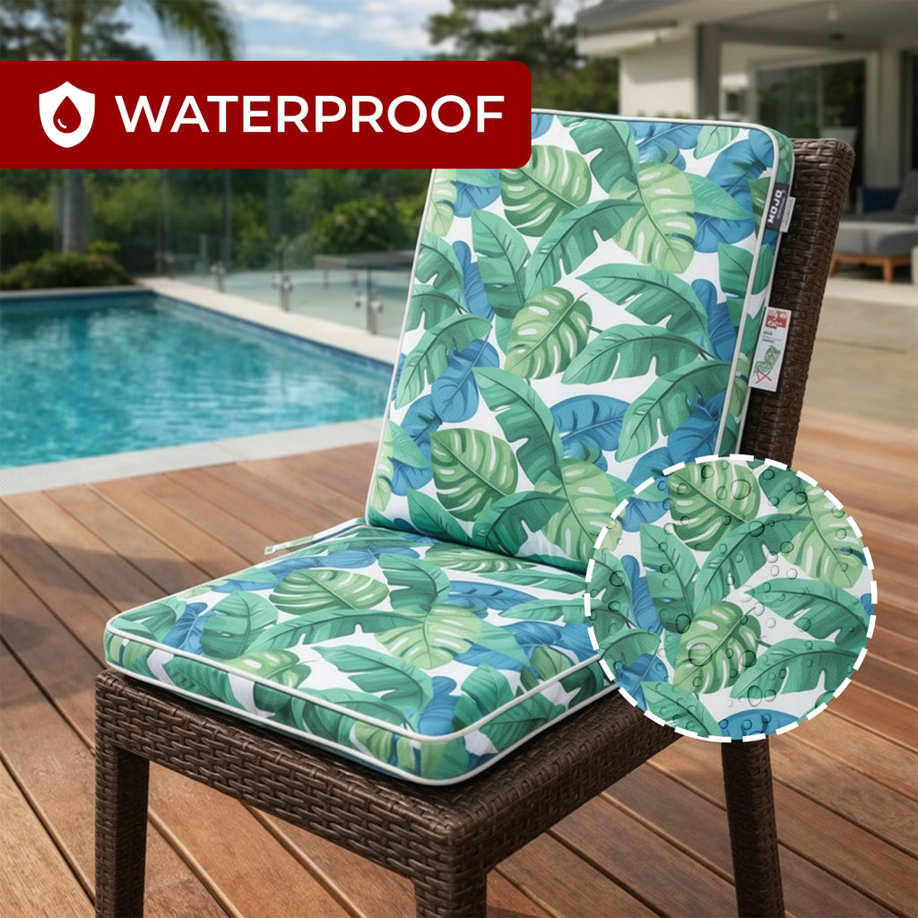 Mojo 46cm Green & White Leaf Outdoor Mid-Back  Cushion