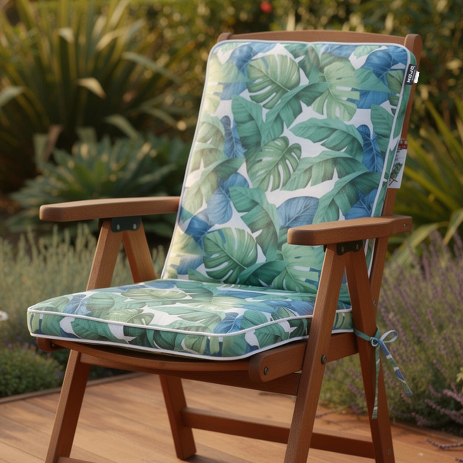 Mojo 46cm Green & White Leaf Outdoor Mid-Back  Cushion