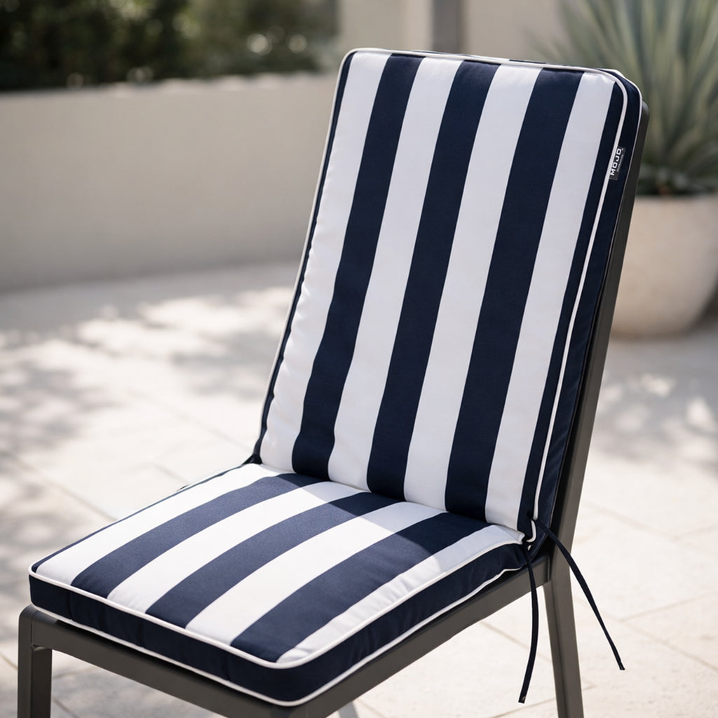 Mojo 46cm Blue & White St. Tropez Outdoor Mid-Back  Chair Cushion