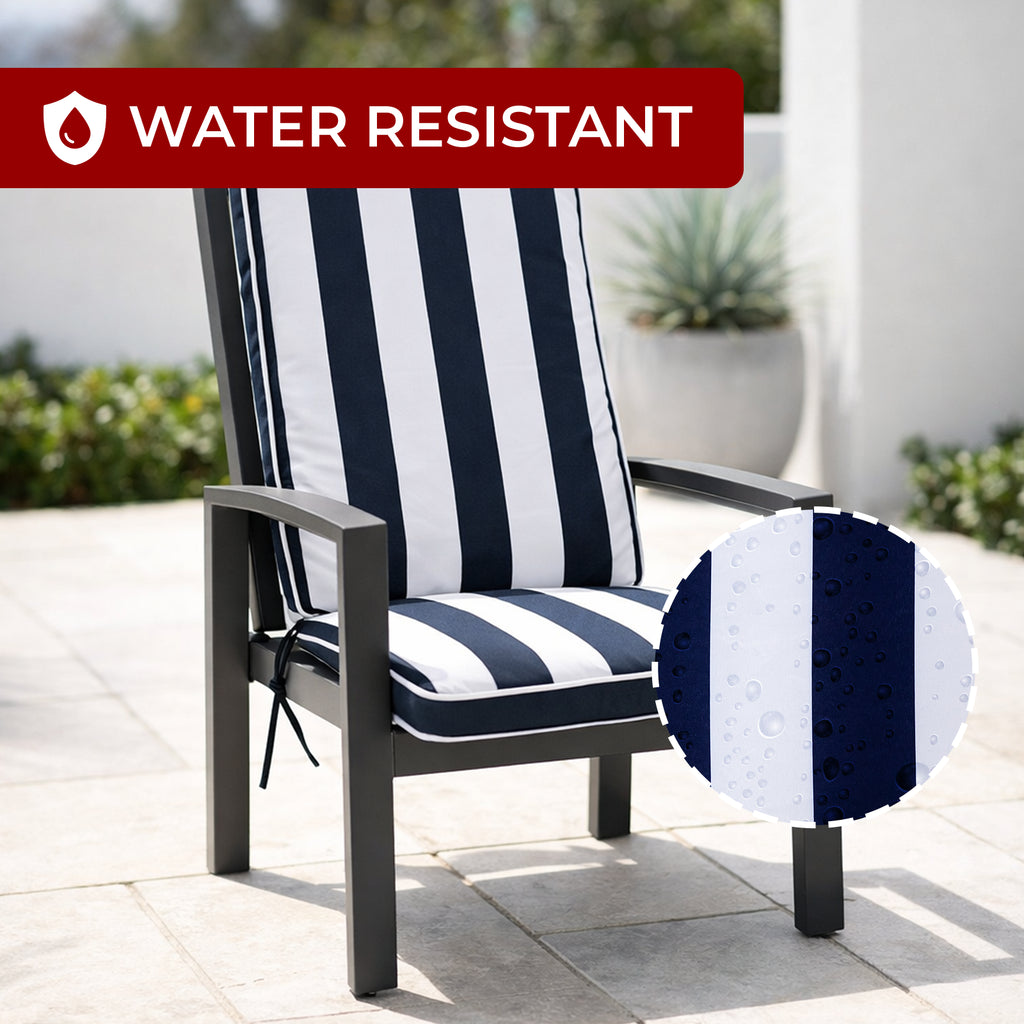 Mojo 46cm Blue & White St. Tropez Outdoor Mid-Back  Chair Cushion