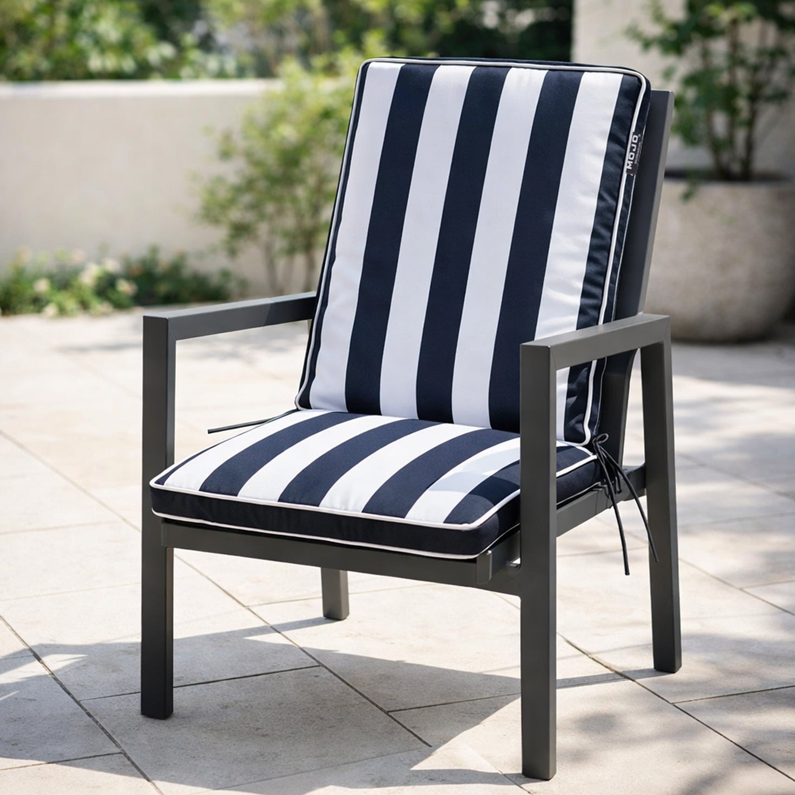 Mojo 46cm Blue & White St. Tropez Outdoor Mid-Back  Chair Cushion