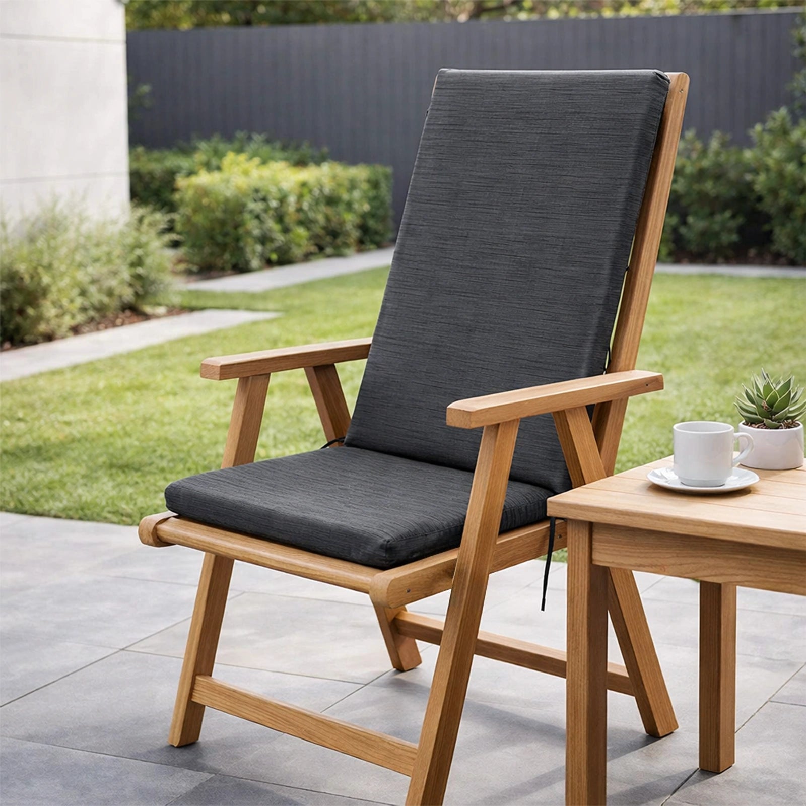 Mojo 48cm Charcoal Weathertex High-Back  Outdoor Cushion